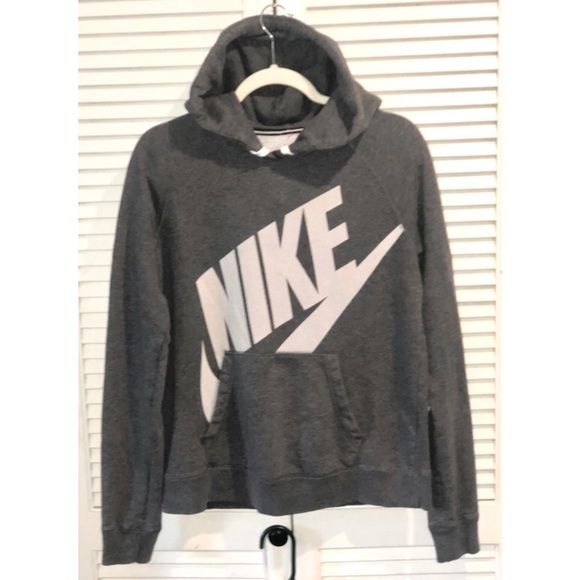 Nilke Big Swoosh Gray Vintage Hoodie Medium - Picture 1 of 10